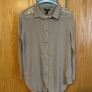 Tan Button Down Blouse